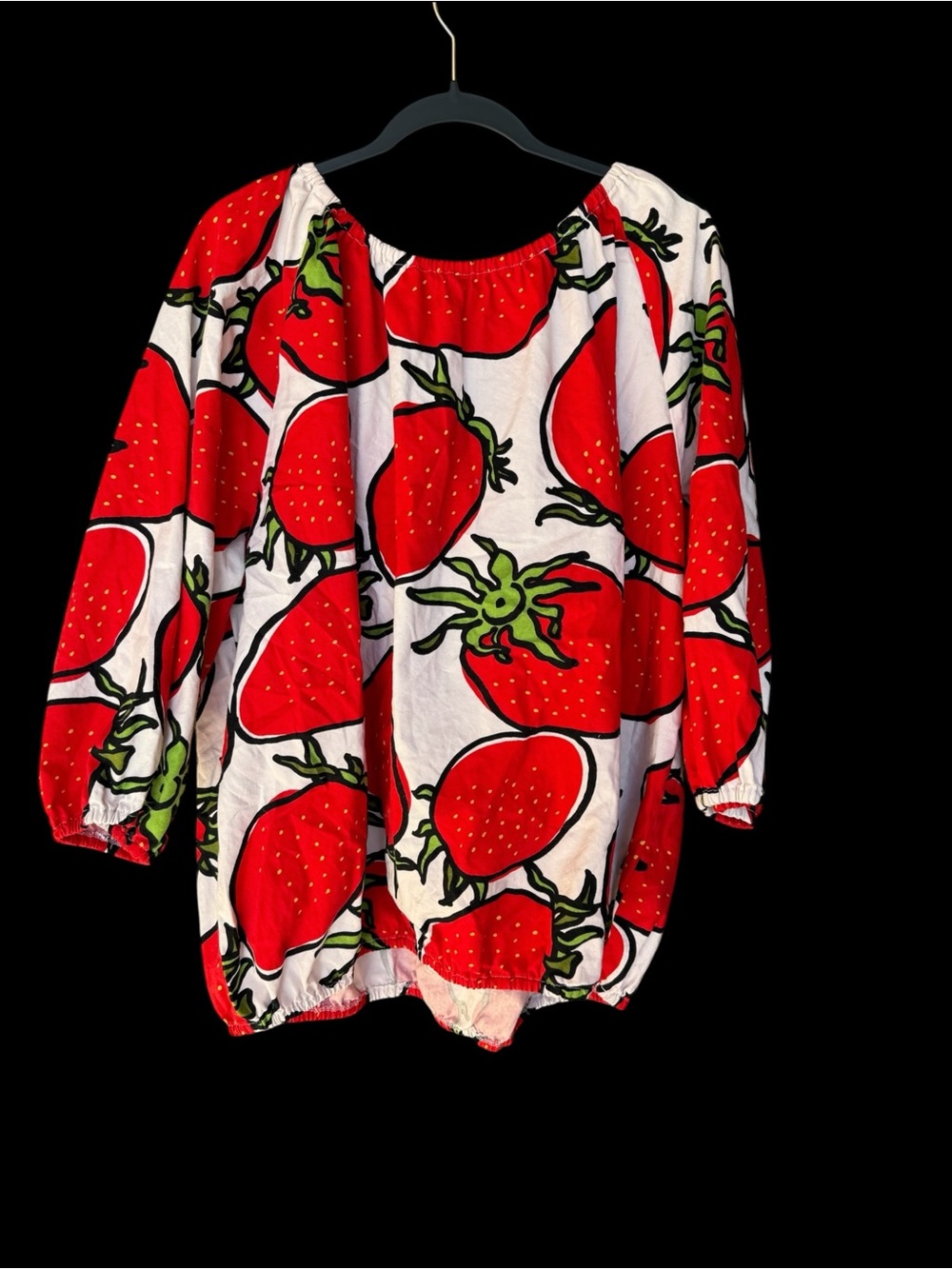 Strawberry Print Peasant Top - Red/White Size 3X - Picture 3 of 5